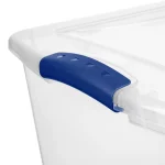 Large Storage Bin, 66 Quart Clear Plastic Storage Container with Latch Lid, Blue - Image 3