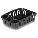 DrainRack, Dishrack and Drainboard All-in-One, Inclined Base for Draining, Black