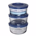 Anchor Hocking Glass Food Storage Containers with Lids, 2 Cup Round, Set of 3