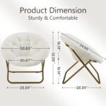 Comfortable Disc Chairs Faux Fur Furniture Bedroom Living Room  Size White - Image 9