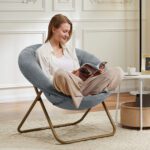 Comfortable Disc Chairs Faux Fur Furniture Bedroom Living Room  Size White - Image 5