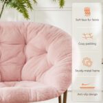 Comfortable Disc Chairs Faux Fur Furniture Bedroom Living Room  Size White - Image 13