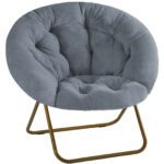Comfortable Disc Chairs Faux Fur Furniture Bedroom Living Room  Size White - Image 2