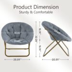 Comfortable Disc Chairs Faux Fur Furniture Bedroom Living Room  Size White - Image 11