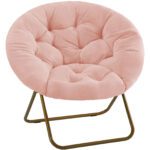 Comfortable Disc Chairs Faux Fur Furniture Bedroom Living Room  Size White - Image 12