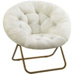 Comfortable Disc Chairs Faux Fur Furniture Bedroom Living Room  Size White
