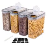4L Large Capacity Stackable Airtight Food Storage Containers with Lids (BPA-Free) – Kitchen Pantry Organizers for Pasta & Snacks
