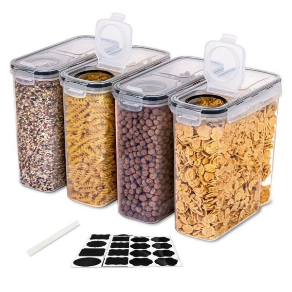 4L Large Capacity Stackable Airtight Food Storage Containers with Lids (BPA-Free) – Kitchen Pantry Organizers for Pasta & Snacks
