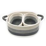 Foldable Cotton Rope Storage Basket, Grey or Beige - Image 4