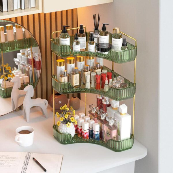 3-Tier Corner Makeup and Perfume Organizer, White