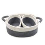 Foldable Cotton Rope Storage Basket, Grey or Beige - Image 2