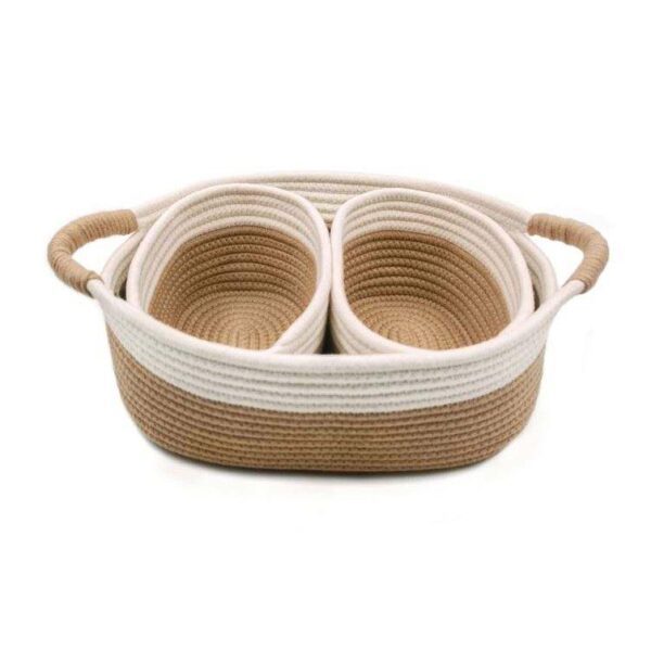 Foldable Cotton Rope Storage Basket, Grey or Beige