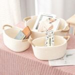 Cotton Rope Storage Basket with Handles, Grey or Beige - Image 6