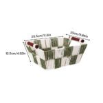 Green Checkered Paper Storage Basket with Wooden Handles - Image 2