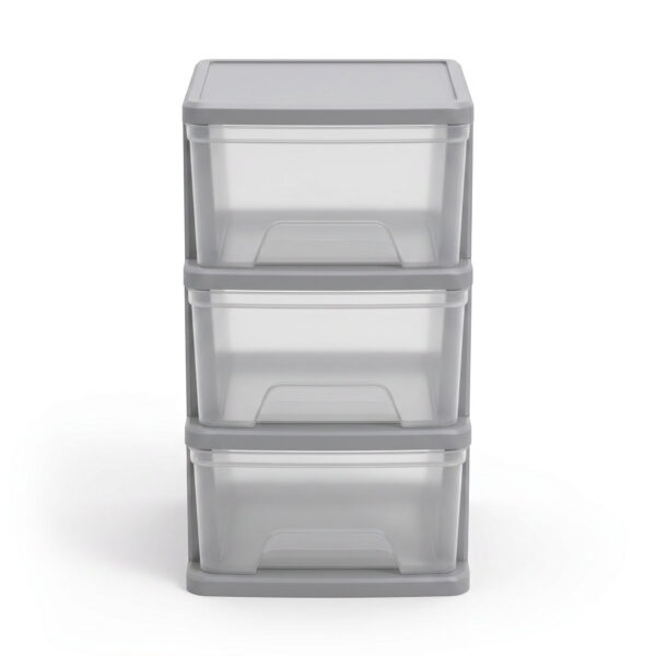 Starplast 3-Drawer Organization Tower Medium Storage Cart, Silver Plastic - Walmart.com